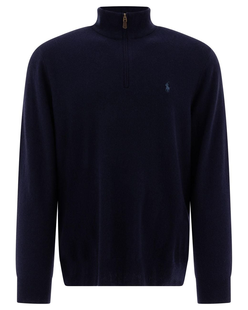 Polo Ralph Lauren Blue Wool Half-Zip Sweater for men