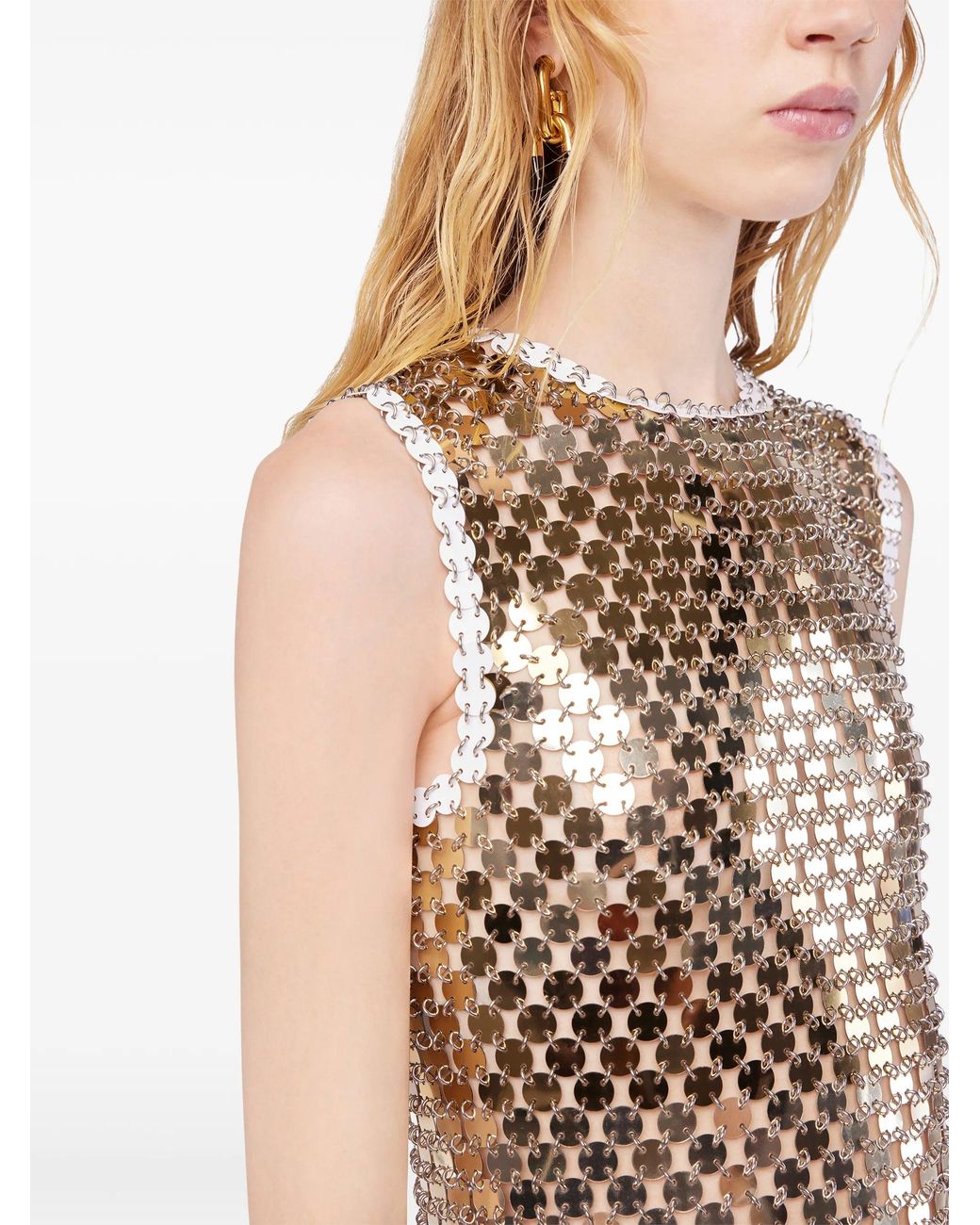 Rabanne Metallic Polyester Steel Dress
