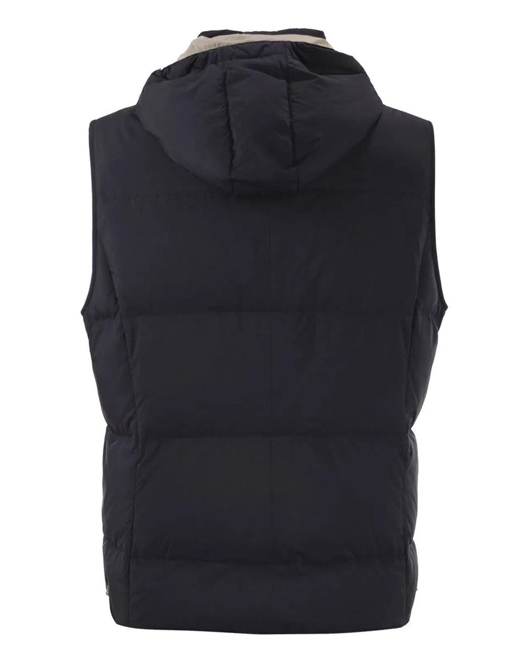 Brunello Cucinelli Black Padded Hooded Gilet for men