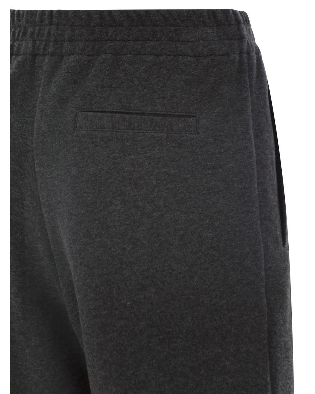 Brunello Cucinelli Black Wide-Leg Cotton And Cashmere Jersey Trousers