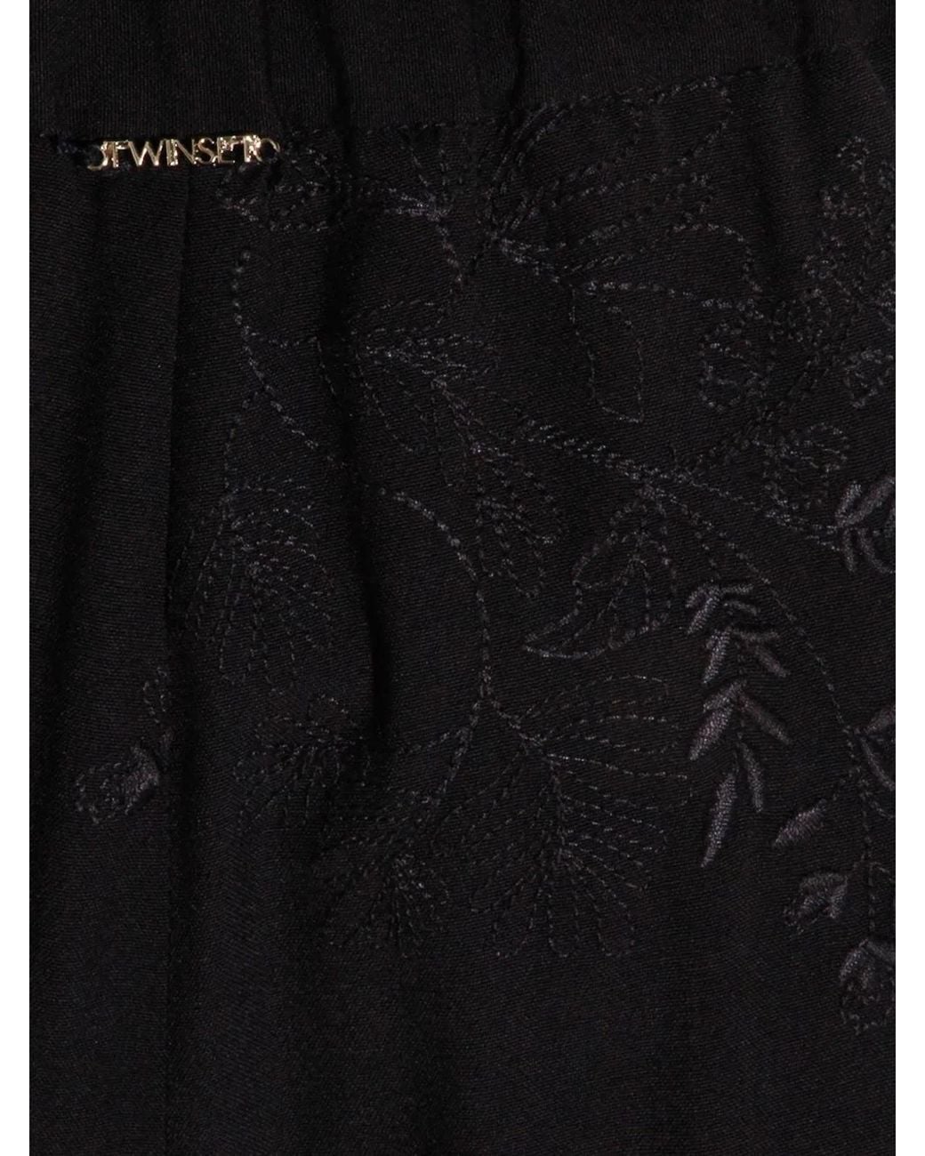 Twinset Black Polyester Viscose Elastane Trousers