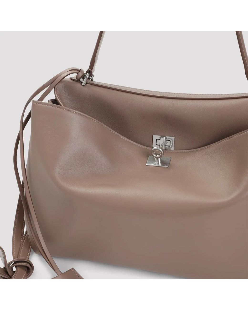 Balenciaga Brown Medium Rodeo Bag In Taupe Smooth Calfskin