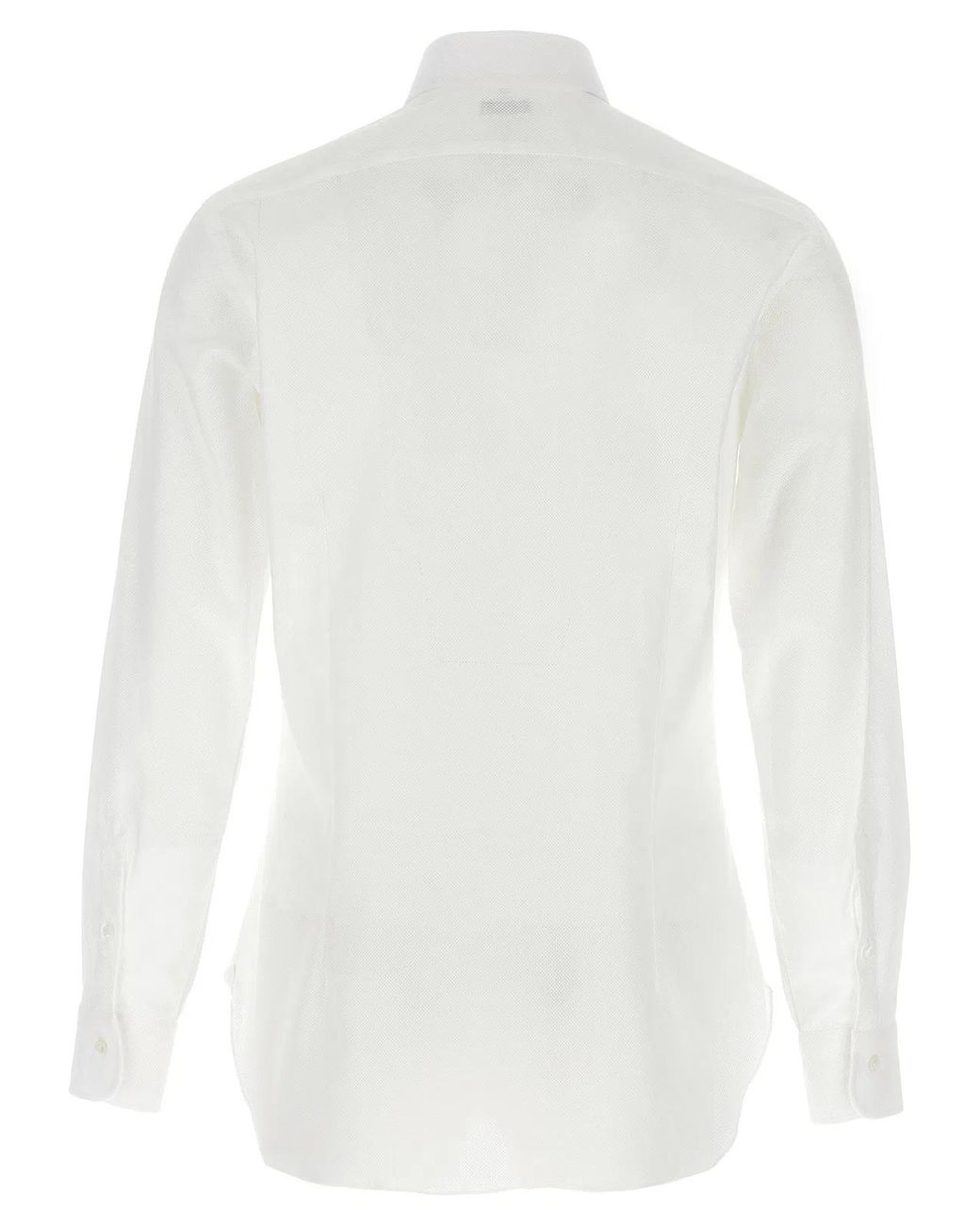 Barba Napoli White Honeycomb Cotton Shirt for men