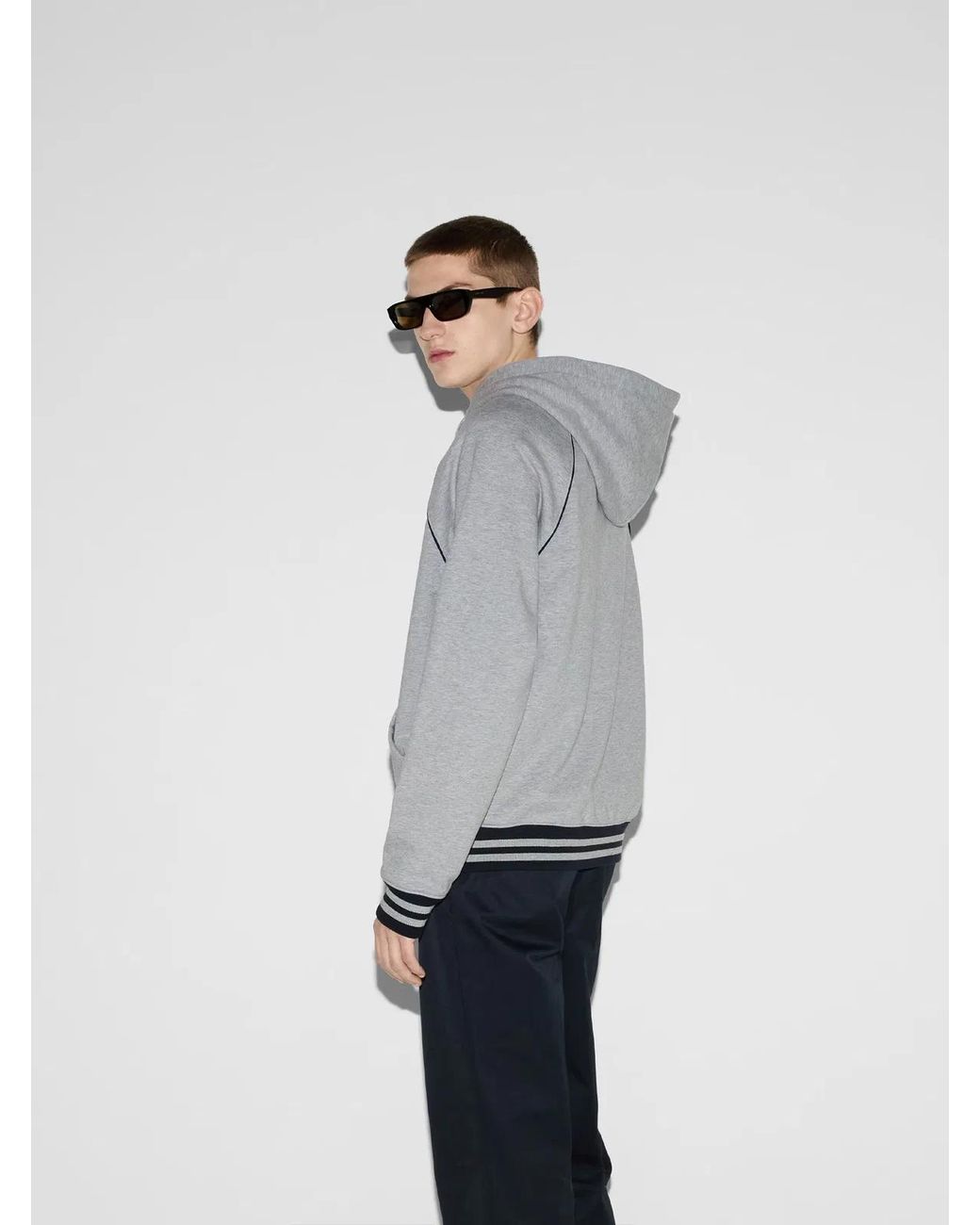 Gucci Gray Cotton Full Zip Sweatshirt for men
