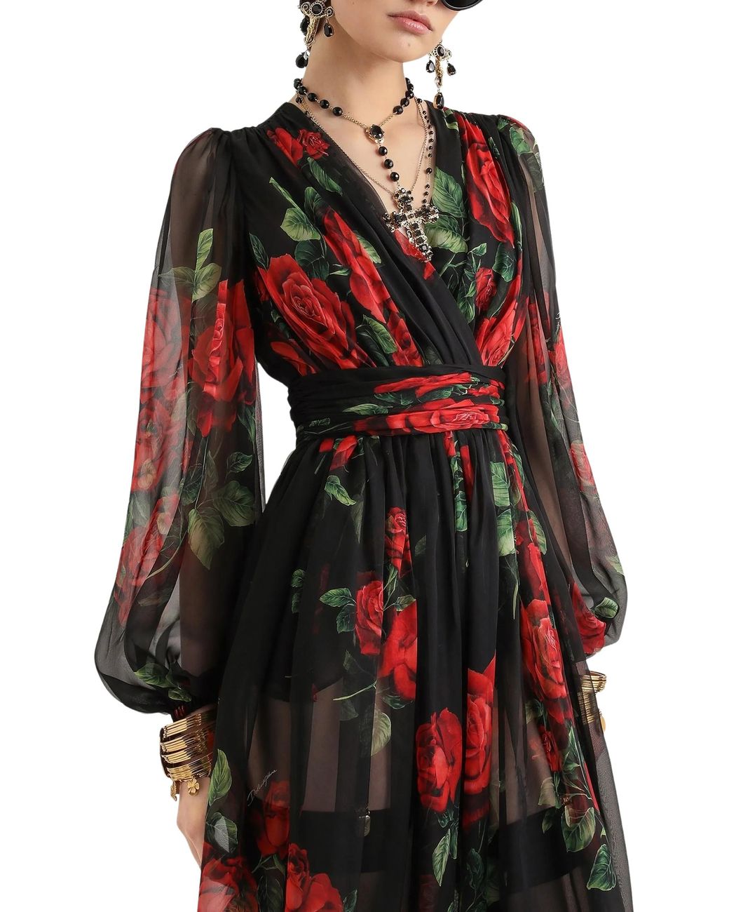 Dolce & Gabbana Black Dolce & Gabbana Dress With Rose Print