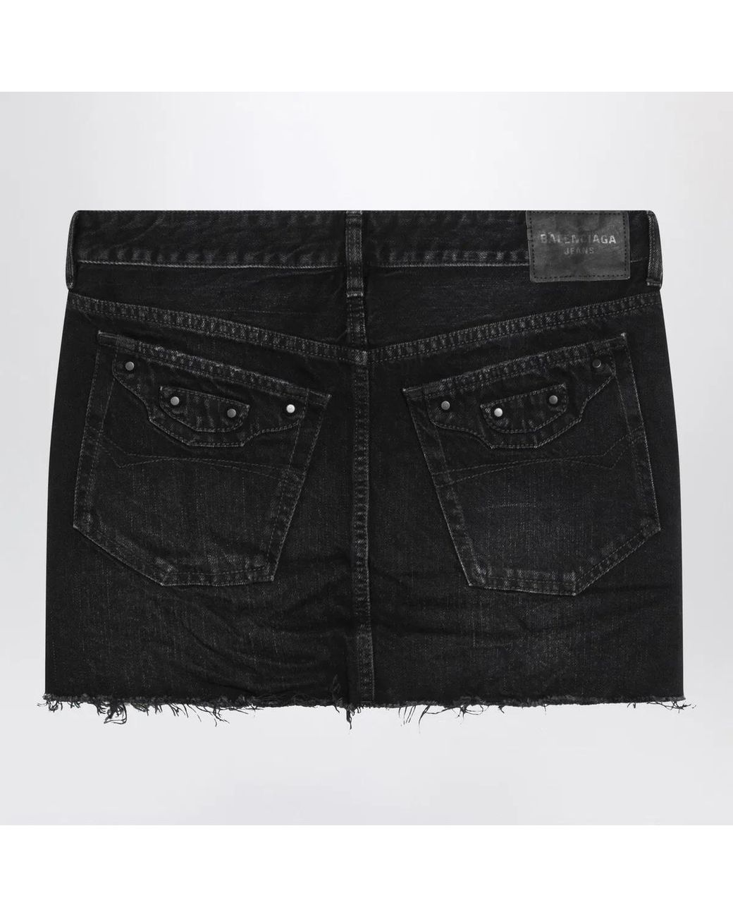 Balenciaga Black Washed City Mini Denim Skirt