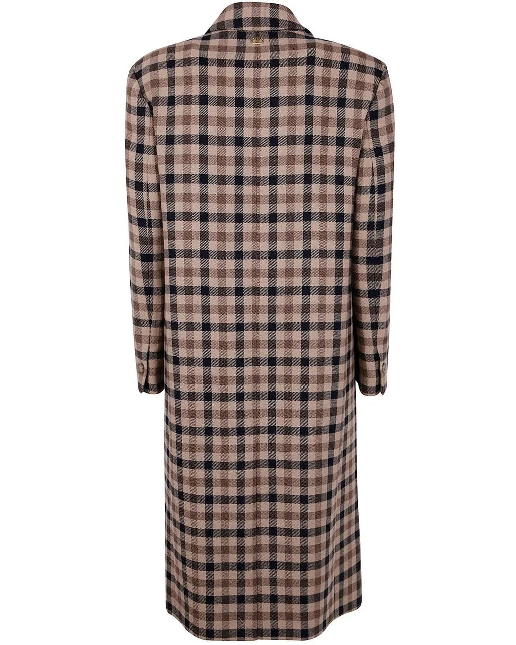Twinset Brown Classic Check Coat