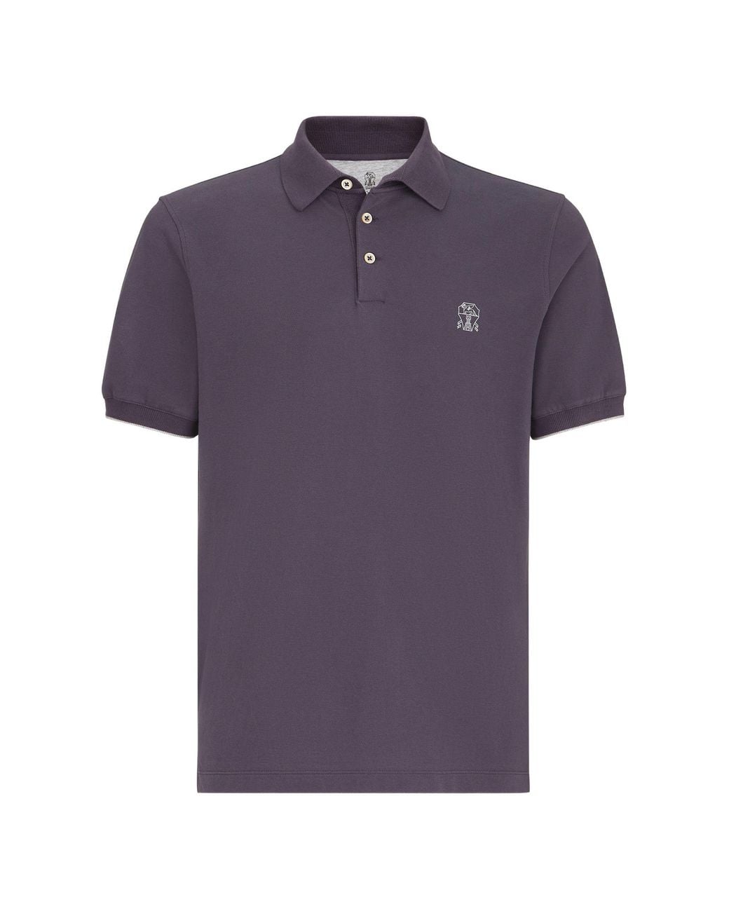 Brunello Cucinelli Purple Cotton-Piqué Polo Shirt With Logo for men