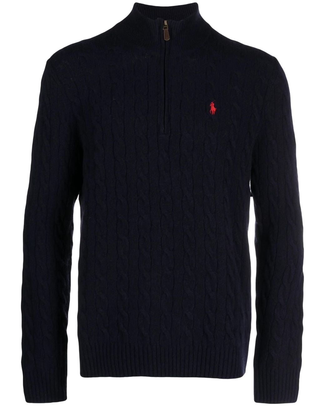 Polo Ralph Lauren Blue Cable-Knit Quarter-Zip Jumper for men