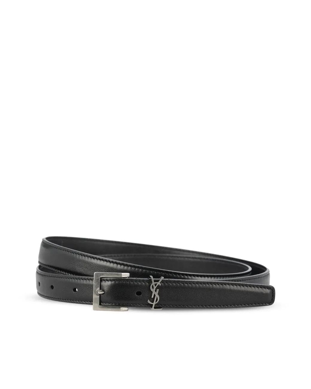 Saint Laurent Black Style Ysl Leather Belt For for men
