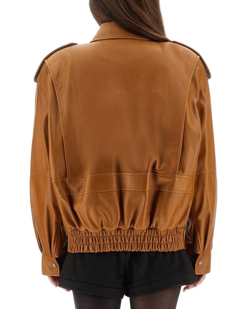 Saint Laurent Brown Oversized Leather Jacket