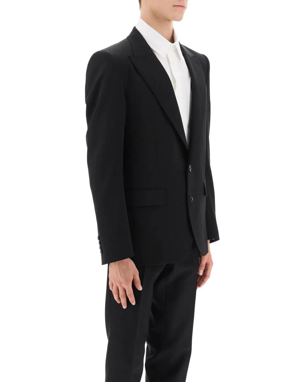 Dolce & Gabbana Black Dolce & Gabbana Single-Breasted Virgin Wool Jacket for men