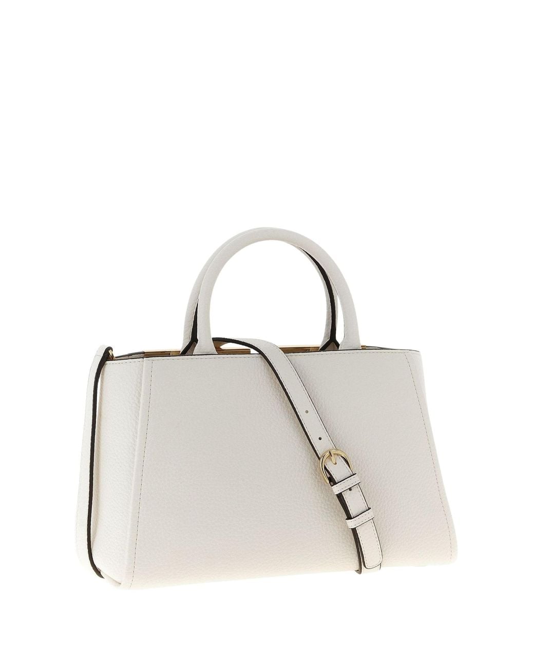 Elisabetta Franchi White Maxi Logo Structured Tote Bag