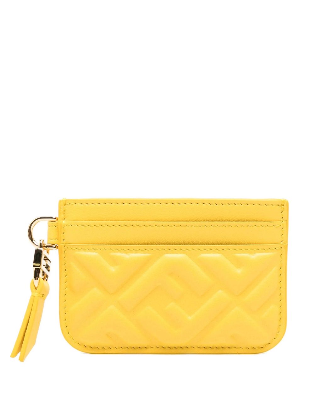 Fendi Yellow Nappa Leather Baguette Card Case With Ff Motif