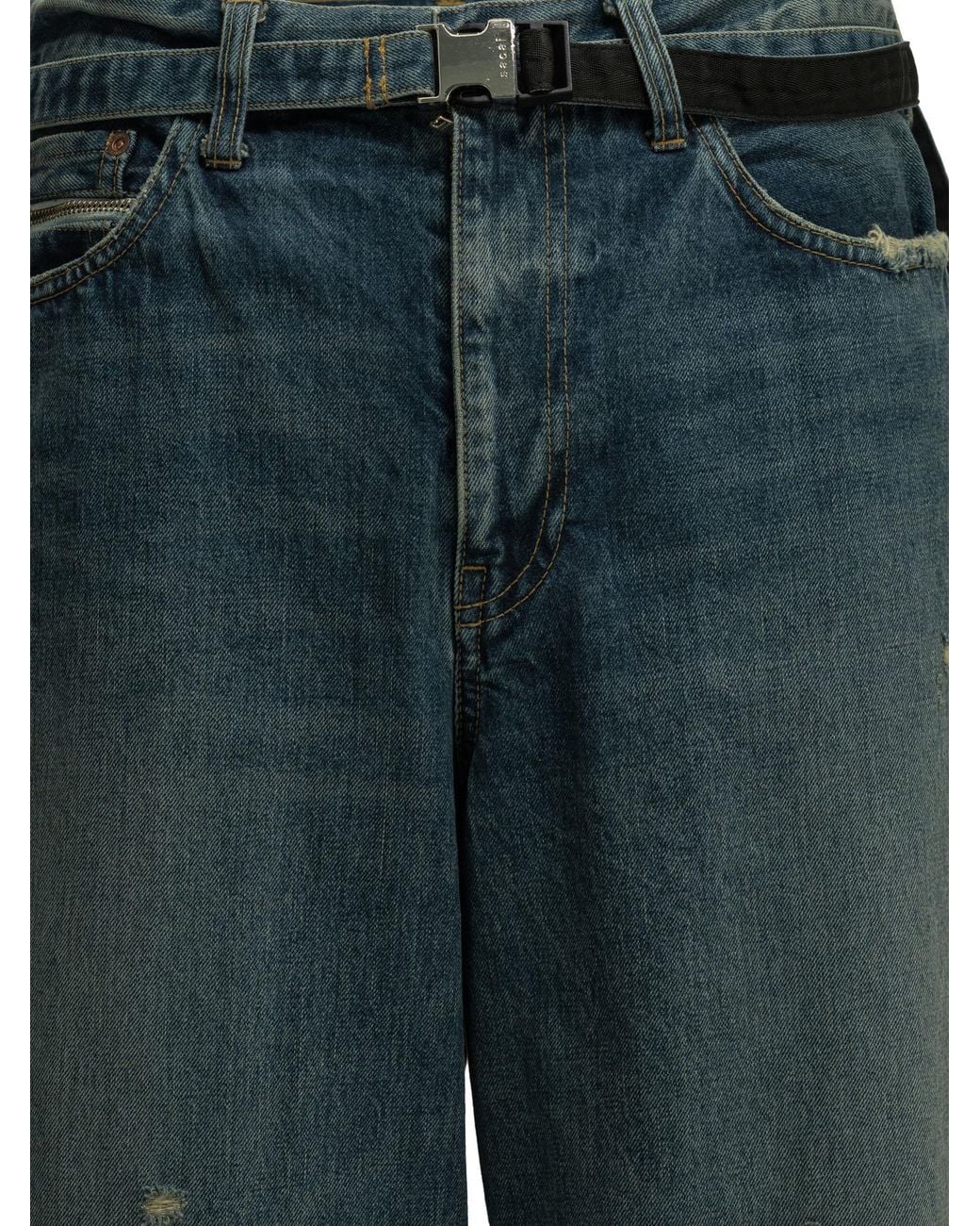 Sacai Blue "Beyondexx" Wide-Leg Jeans for men