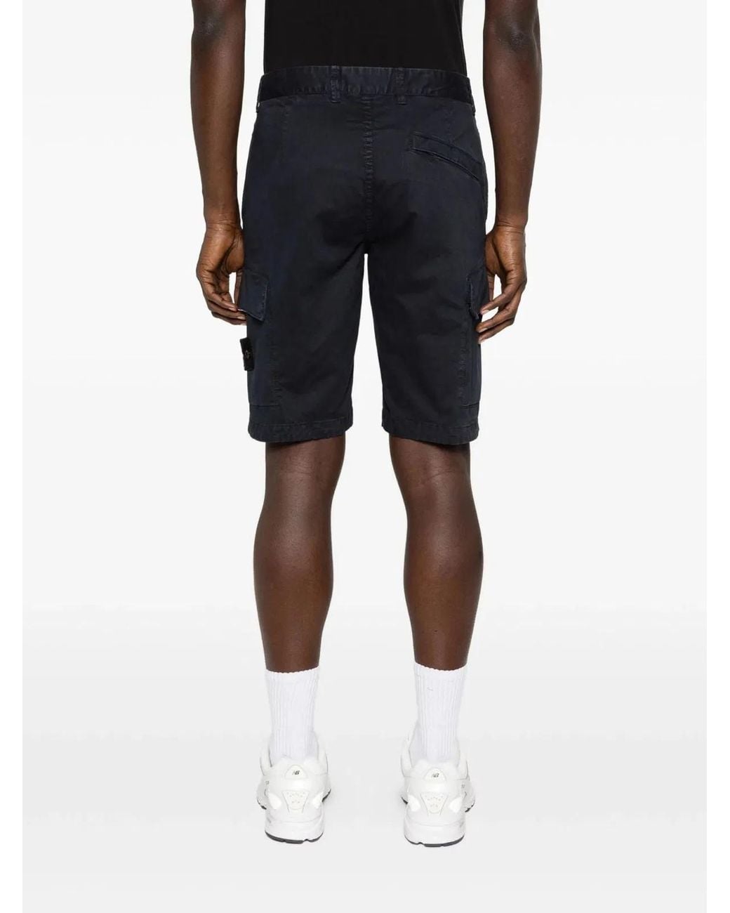 Stone Island Blue Logo-Detail Cargo Shorts for men