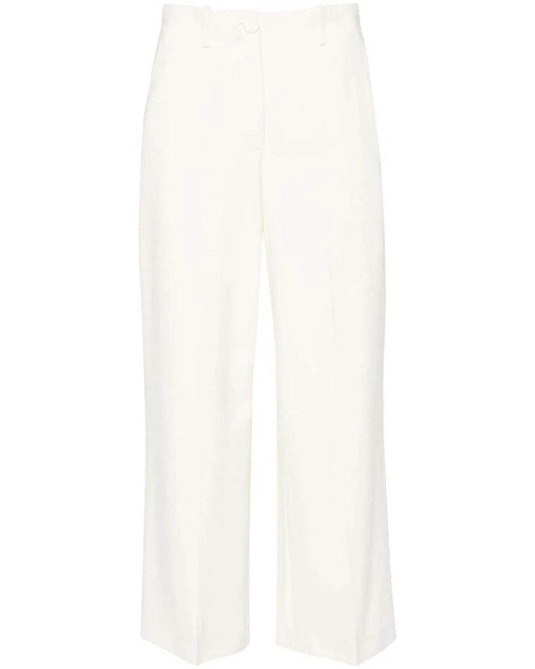 Erika Cavallini Semi Couture White Wide-Leg Trousers
