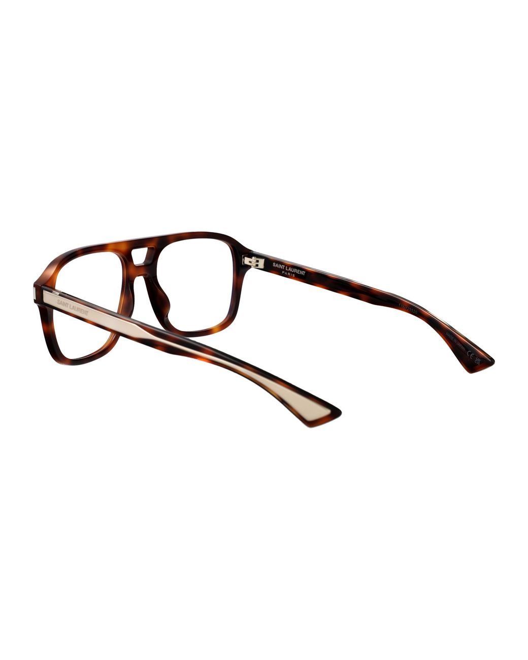 Saint Laurent Brown Havana-Crystal-Transparent Acetate Glasses for men