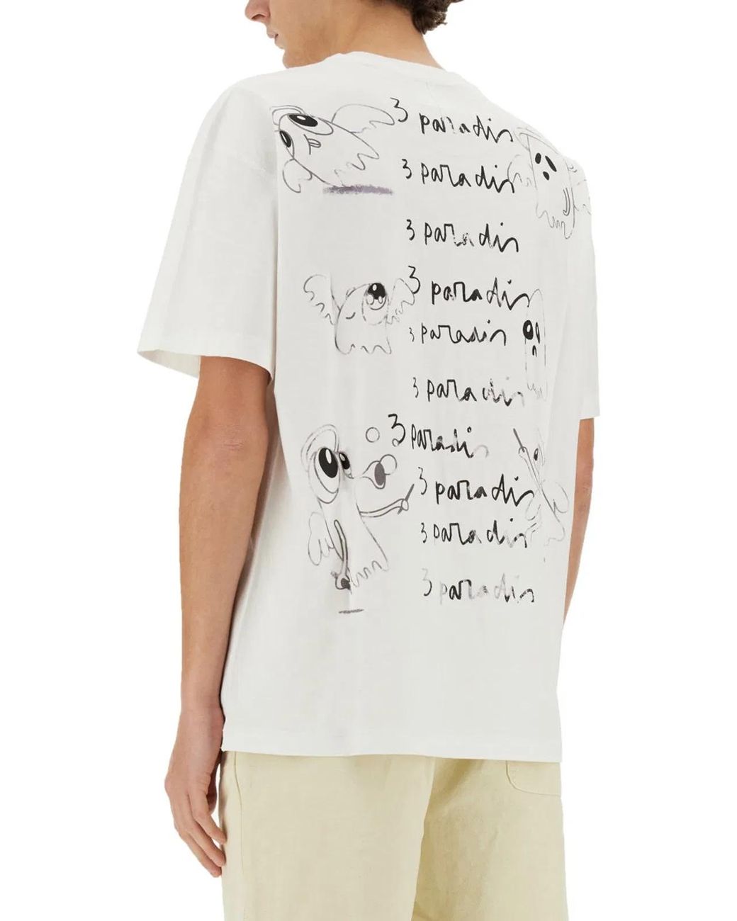 3.PARADIS White X Edgar Plans T Shirt for men