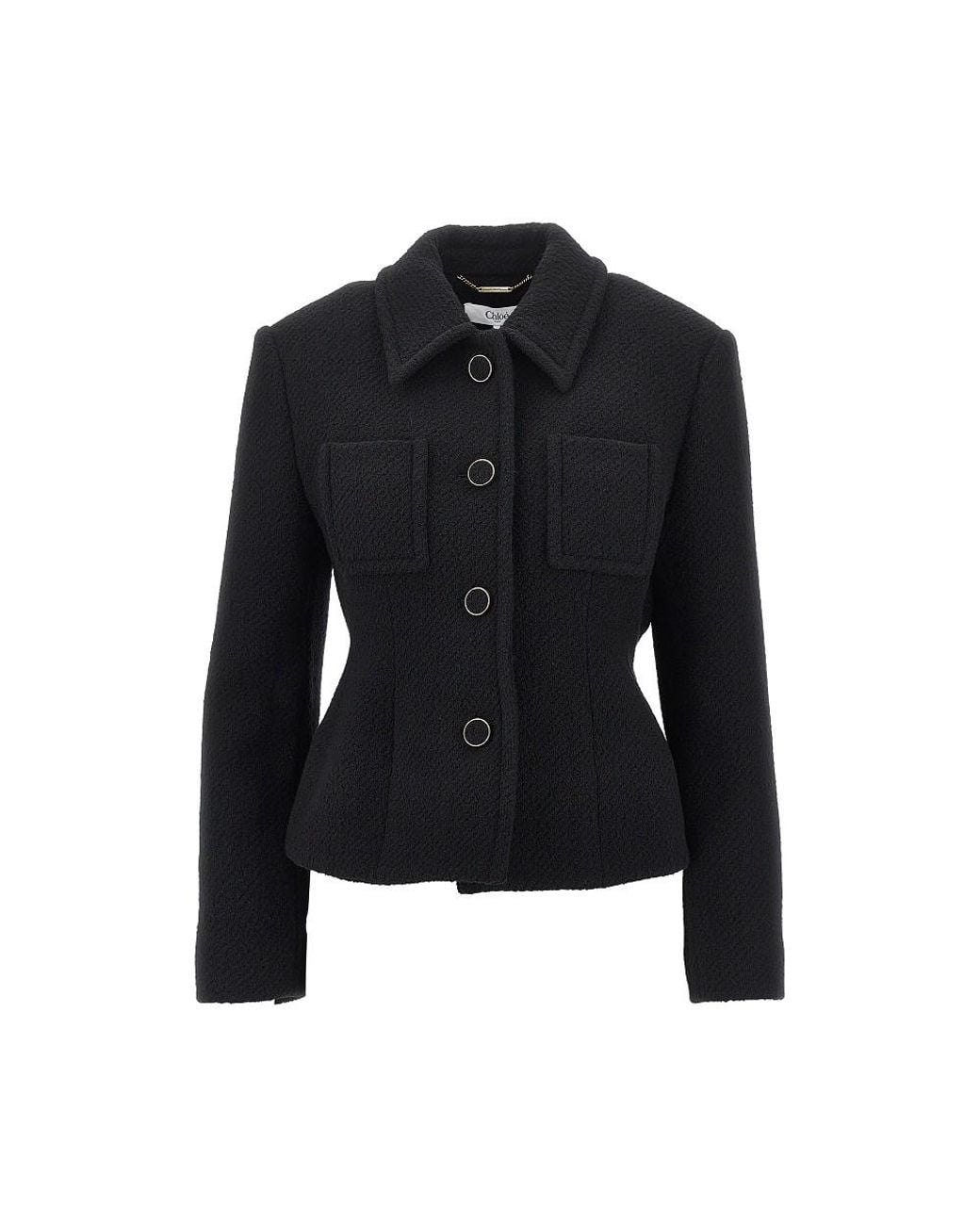 Chloé Black Bouclé Wool Slim Fit Jacket