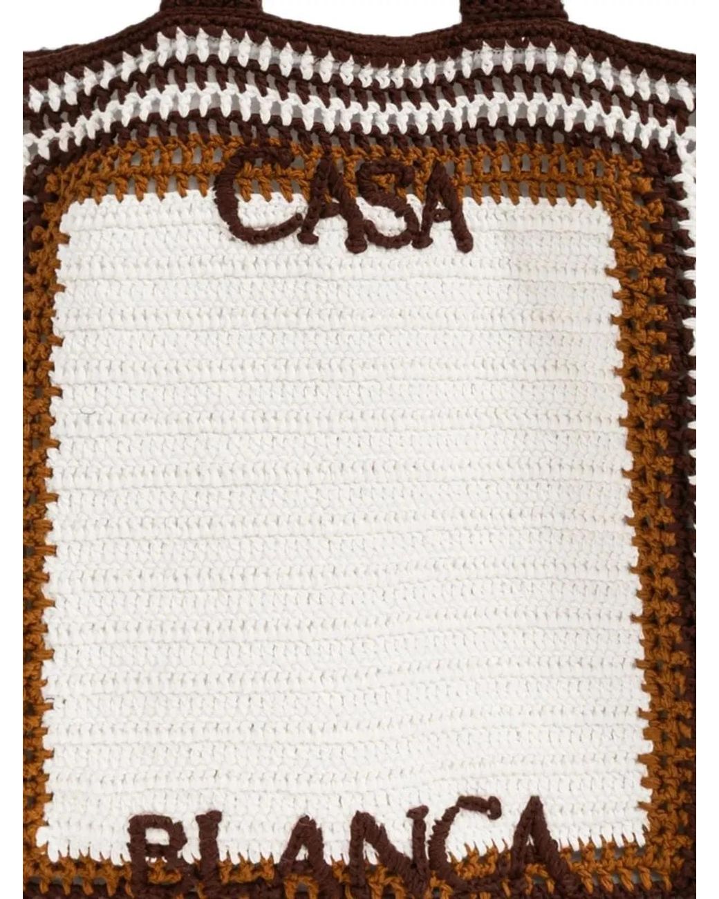 Casablanca White Crochet Shopper Bag With Embroidered Logo for men