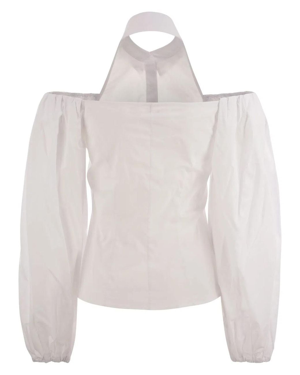 MVP WARDROBE White Cotton Shirt With Balloon Sleeves