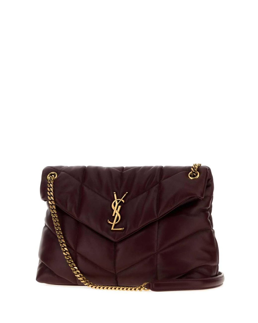 Saint Laurent Purple Medium Nappa Leather Shoulder Handbag, 32Cm X 23Cm X 11Cm With Antiqued Brass Hardware