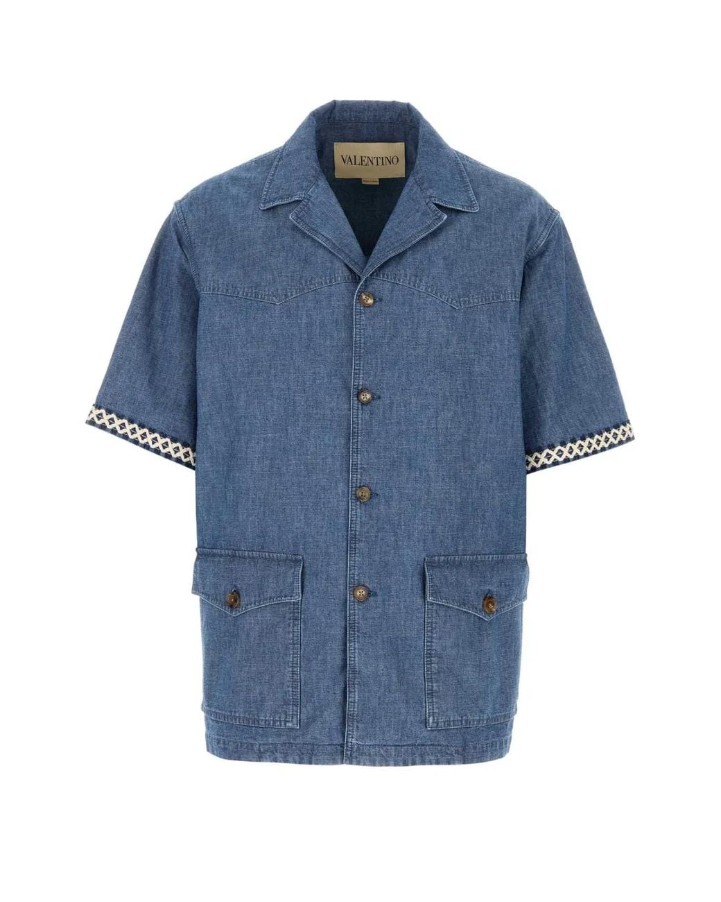 Valentino Garavani Blue Camicia M/Corte Denim for men
