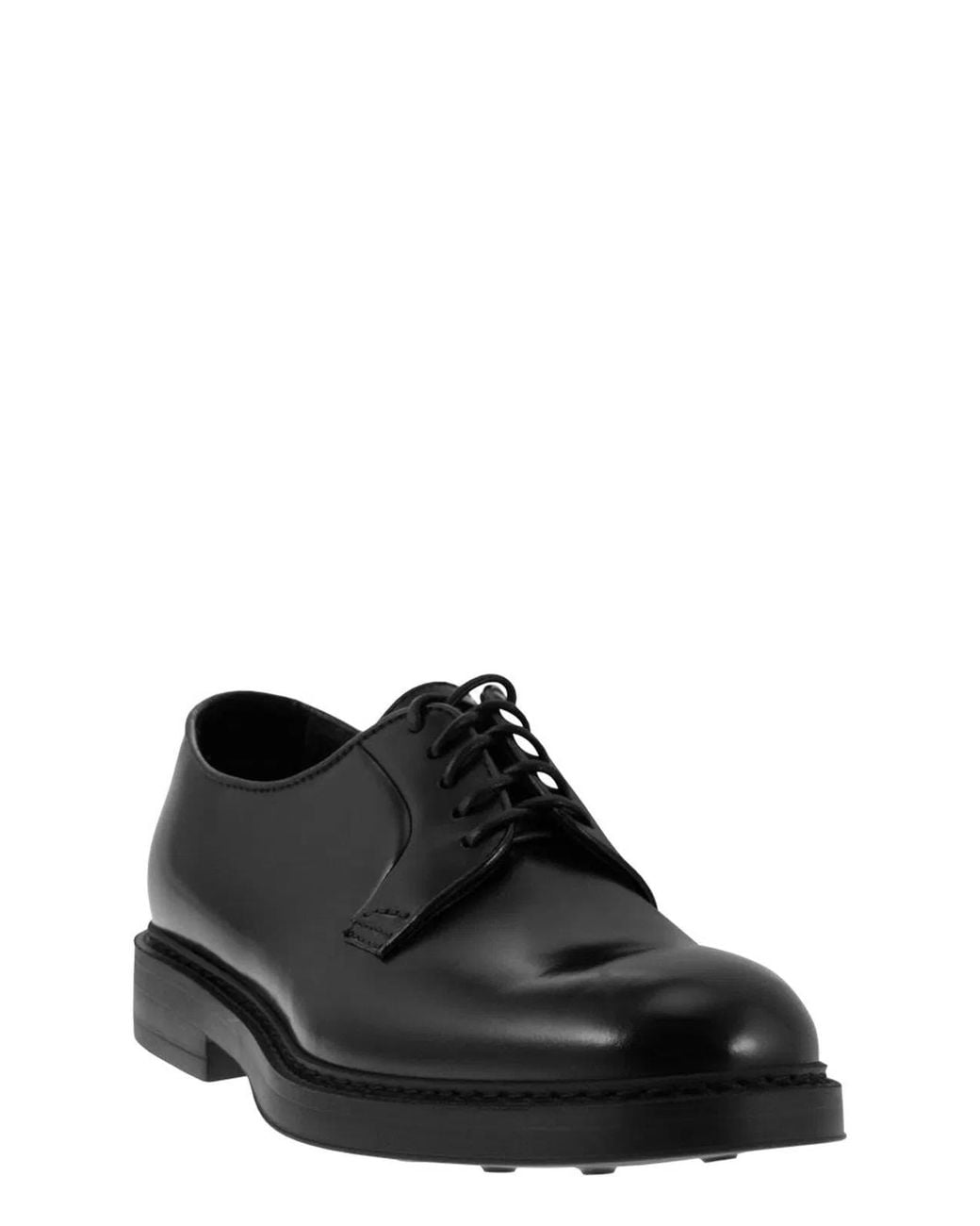 Doucal's Black Leather Derby Lace-Up for men