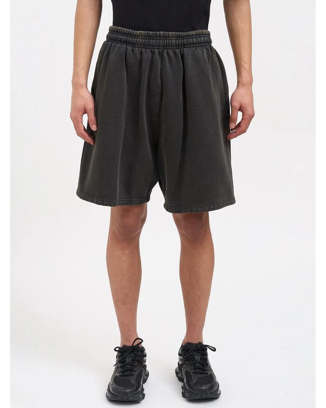 Entire studios Black Standard Sweat Washed Bermuda Shorts for men