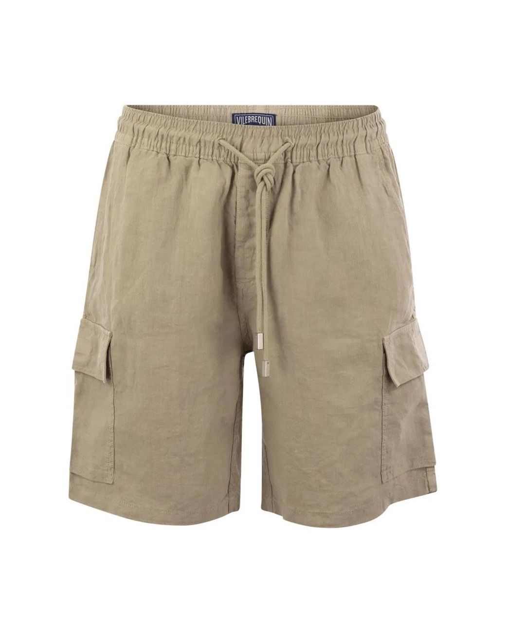 Vilebrequin Natural Linen Cargo Bermuda Shorts for men