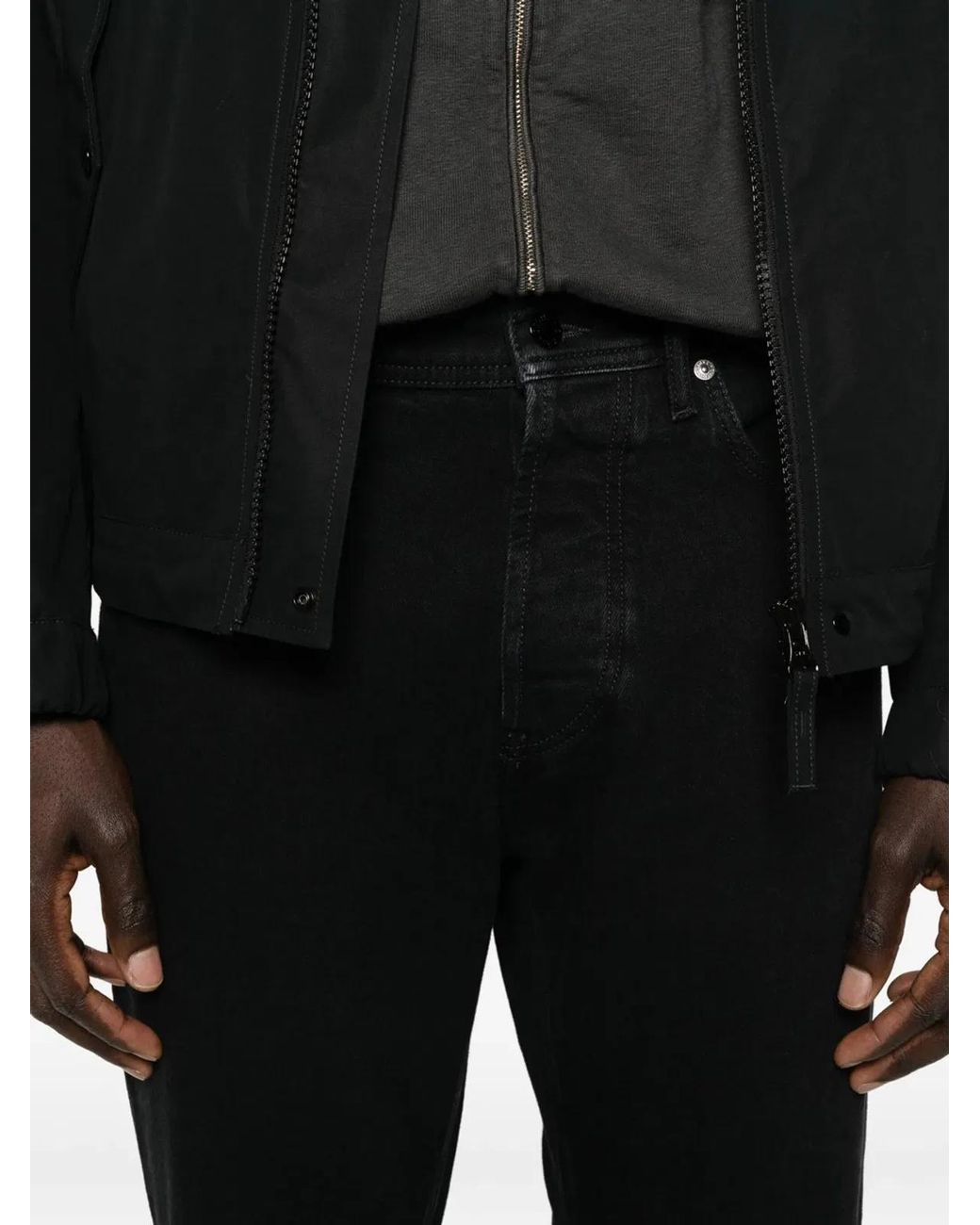 Stone Island Black Rinse Cotton Pants for men