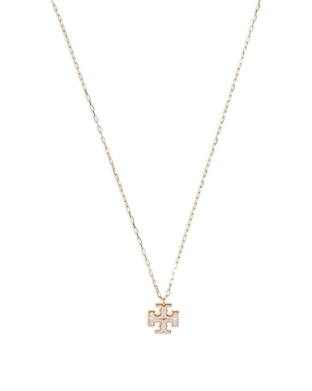 Tory Burch Metallic Moondance Mother Of Pearl Pendant Necklace