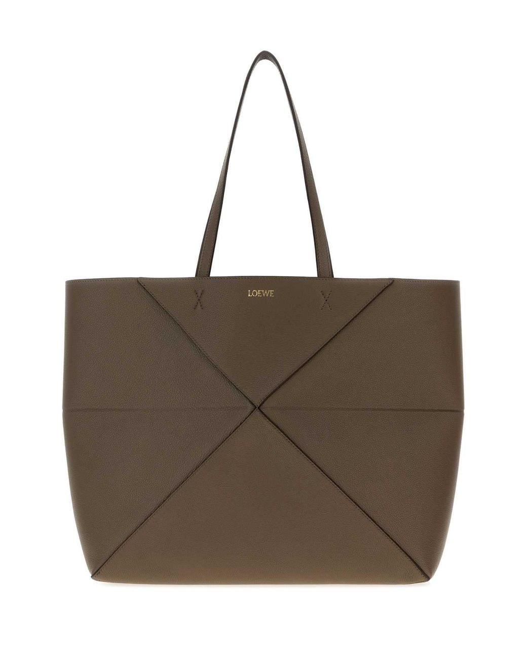 Loewe Brown Mud Leather Large Puzzle Fold Shopping Bag
