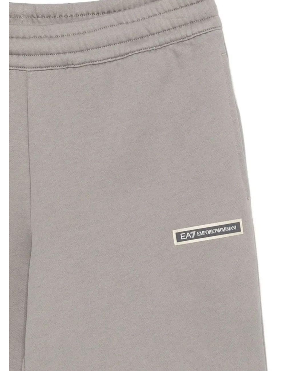 EA7 Gray Emporio Armani Tracksuit Bottoms With Logo Patch for men