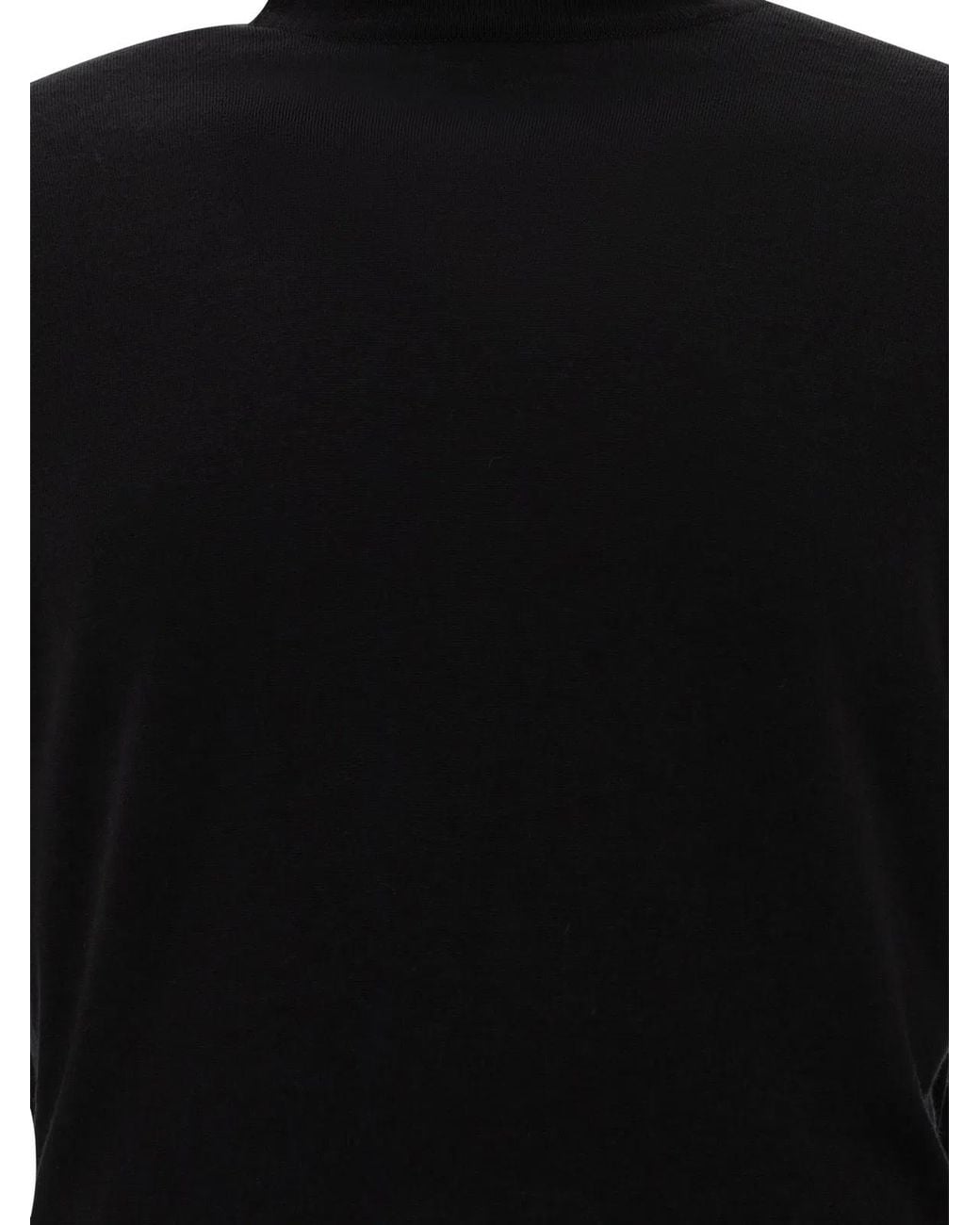 John Smedley Black Merino Wool "Cherwell" Turtleneck Sweater for men