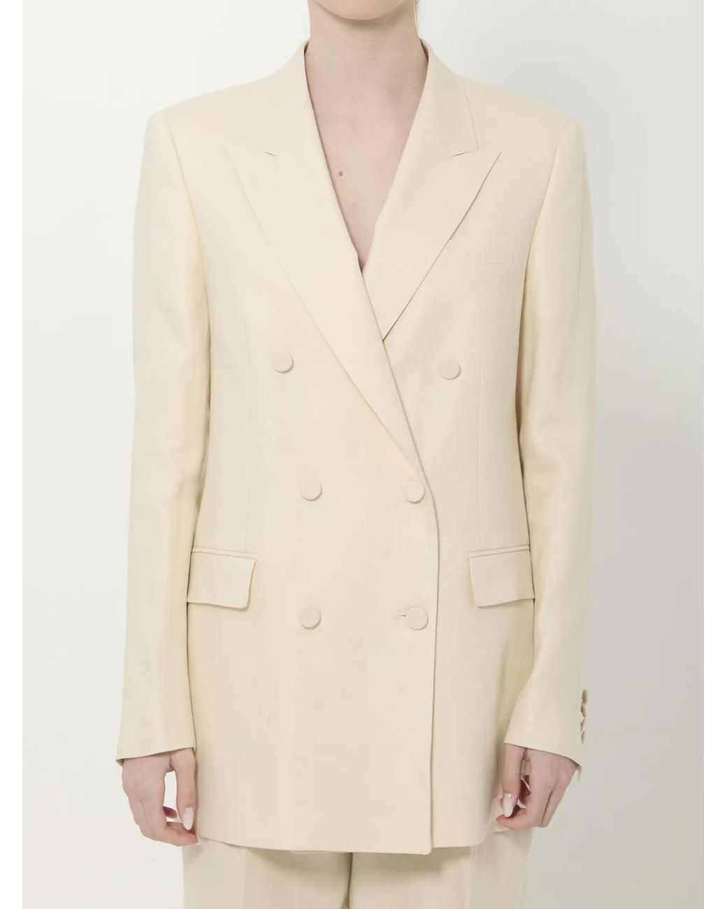 Tagliatore Natural Double-Breasted Linen J-Jasmin Jacket