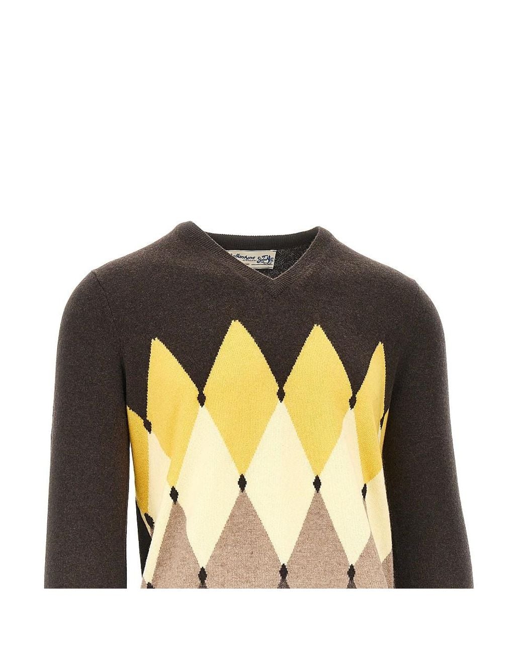 Ballantyne Black Lozenge Cashmere Sweater for men