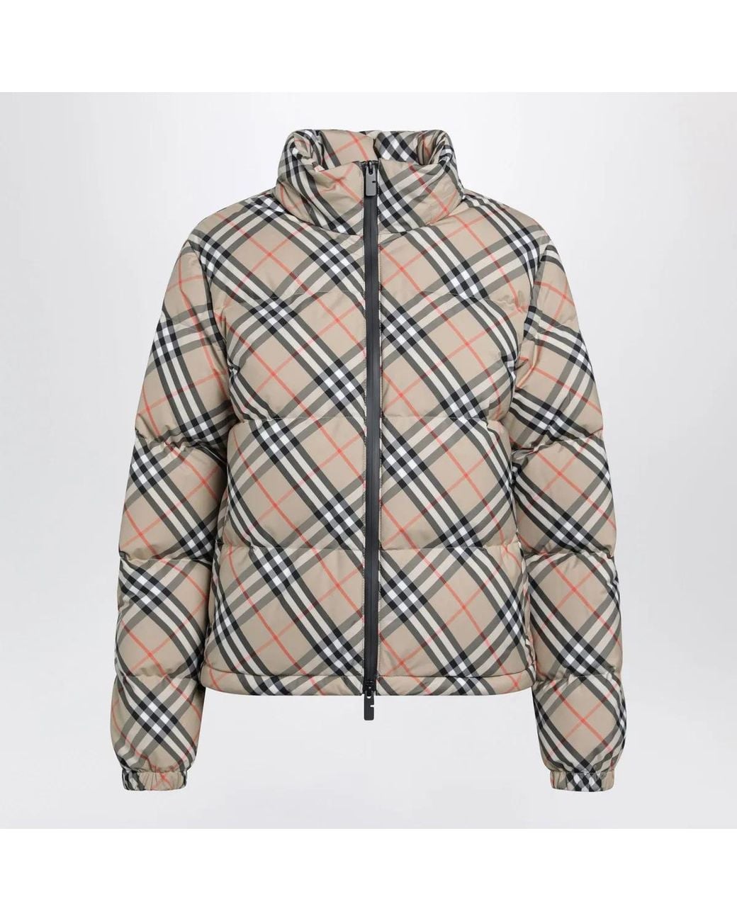 Burberry Gray Sand Check Ambleside Down Jacket