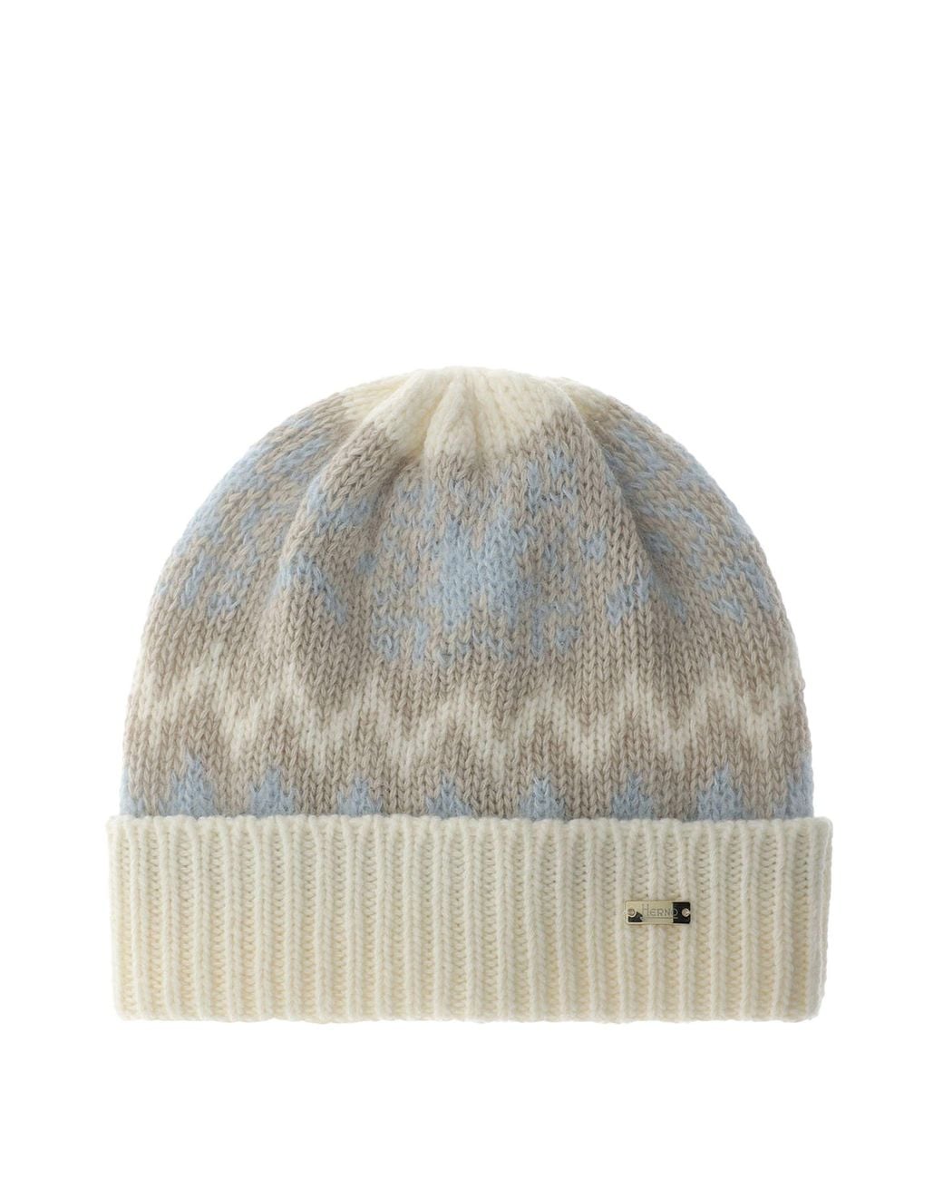 Herno Gray Jacquard-Knit Beanie Hat