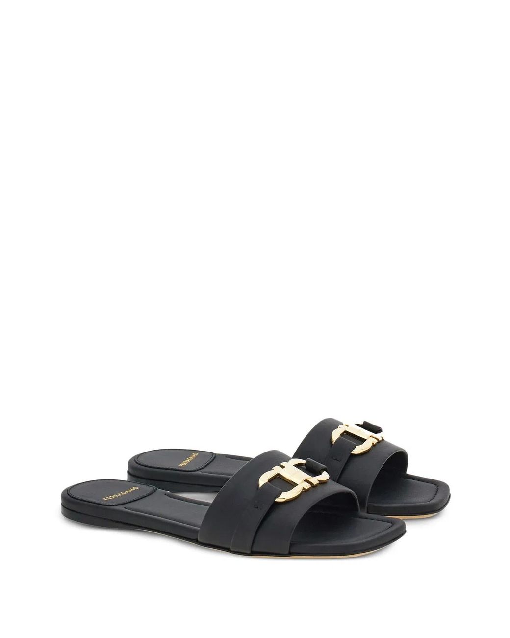 Ferragamo White Leather Slide Gancini