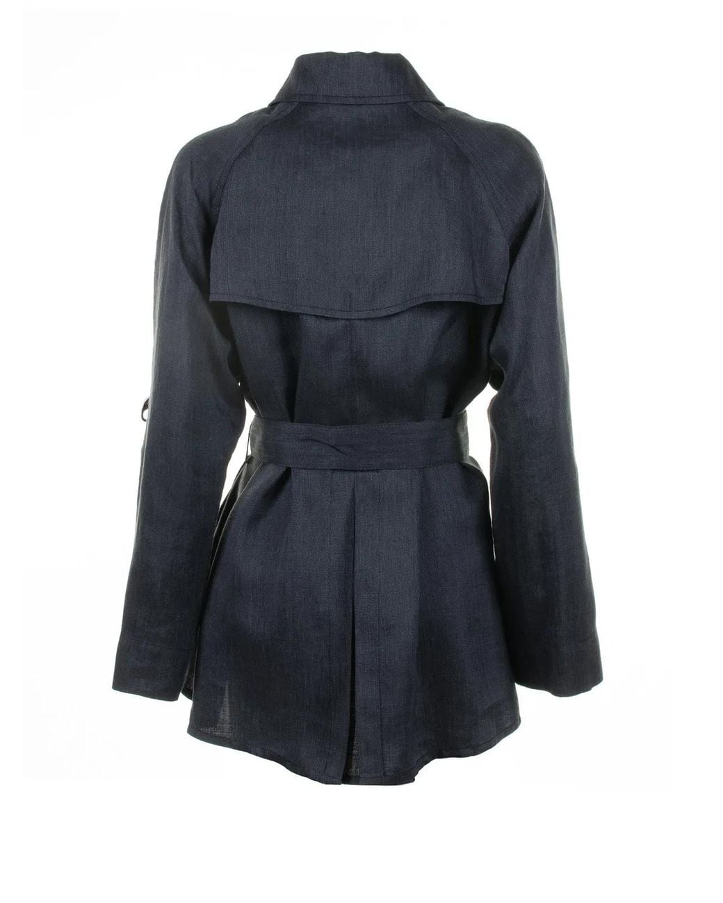 Fay Blue Double-Breasted Trench Jacket With Belt