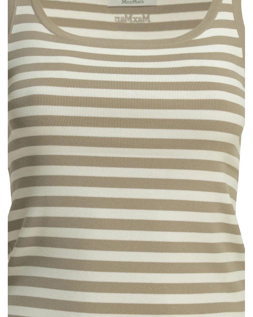 Max Mara Gray Striped Fitted Viscose Polyamide Tank Top