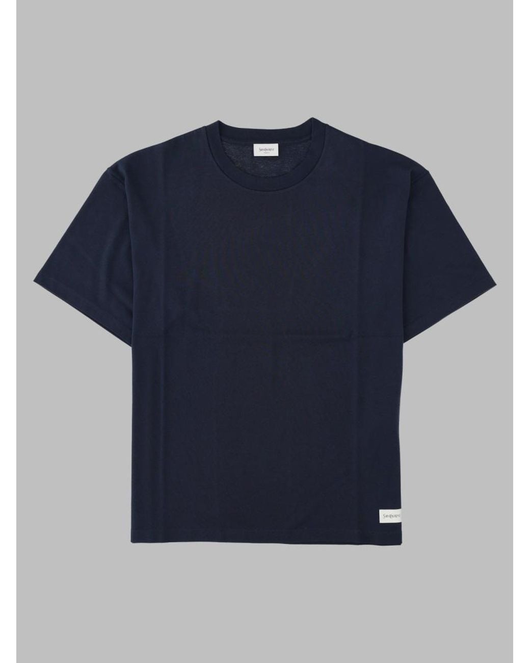 Saint Laurent Blue T-Shirt Con Patch Logo for men