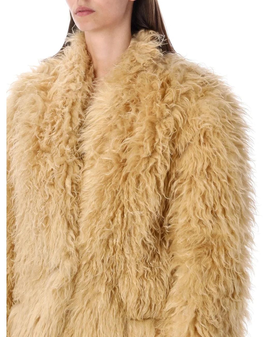 Isabel Marant Natural Pale Longhaired Faux Fur Coat