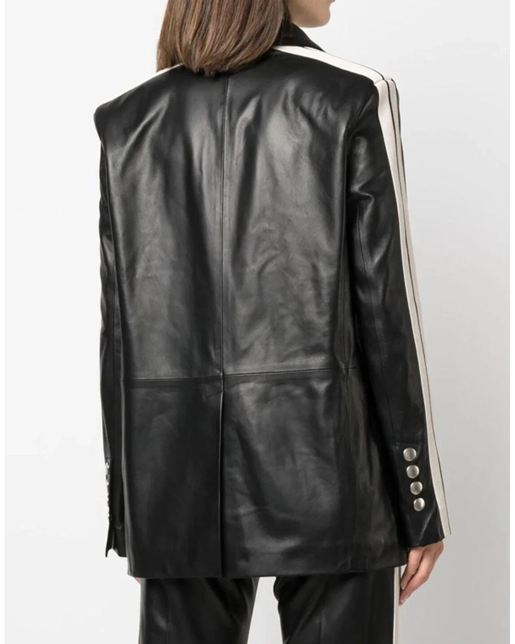 Palm Angels Black Leather Track Blazer