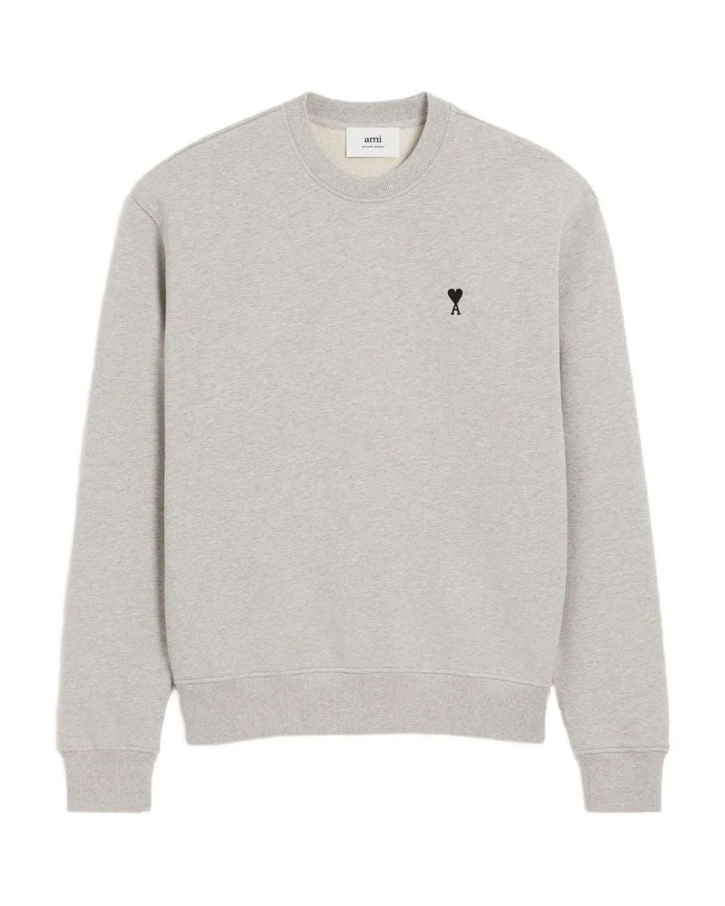 AMI Gray Cotton Ami De Coeur Sweatshirt for men