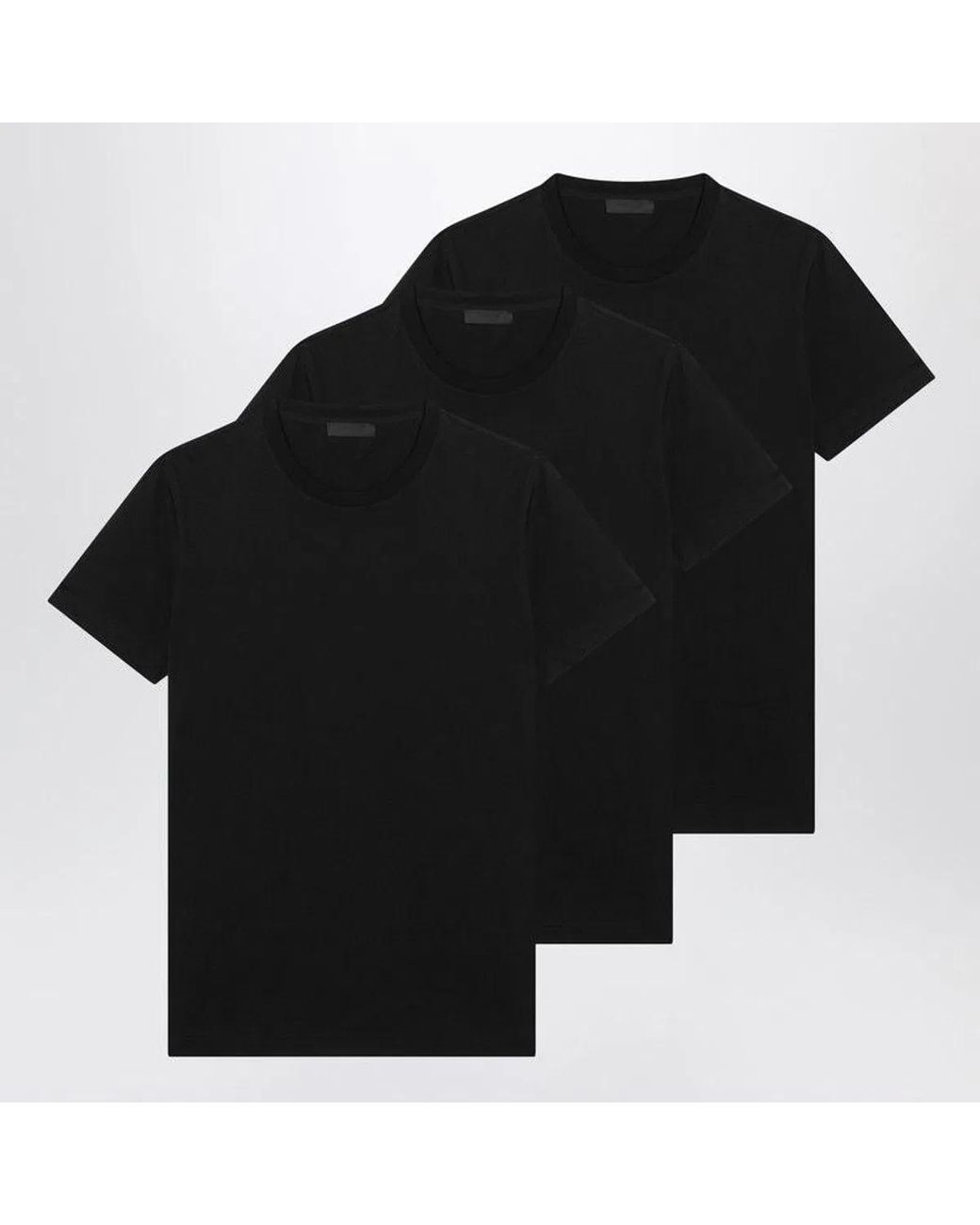 Prada Black Crew-Neck T-Shirt (Pack Of Three) for men