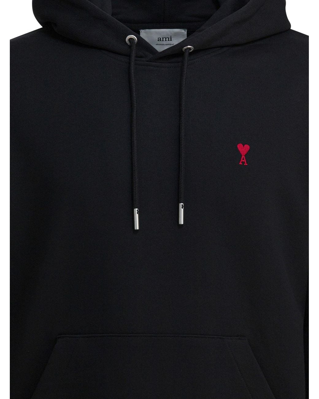 AMI Black Cotton Hoodie for men