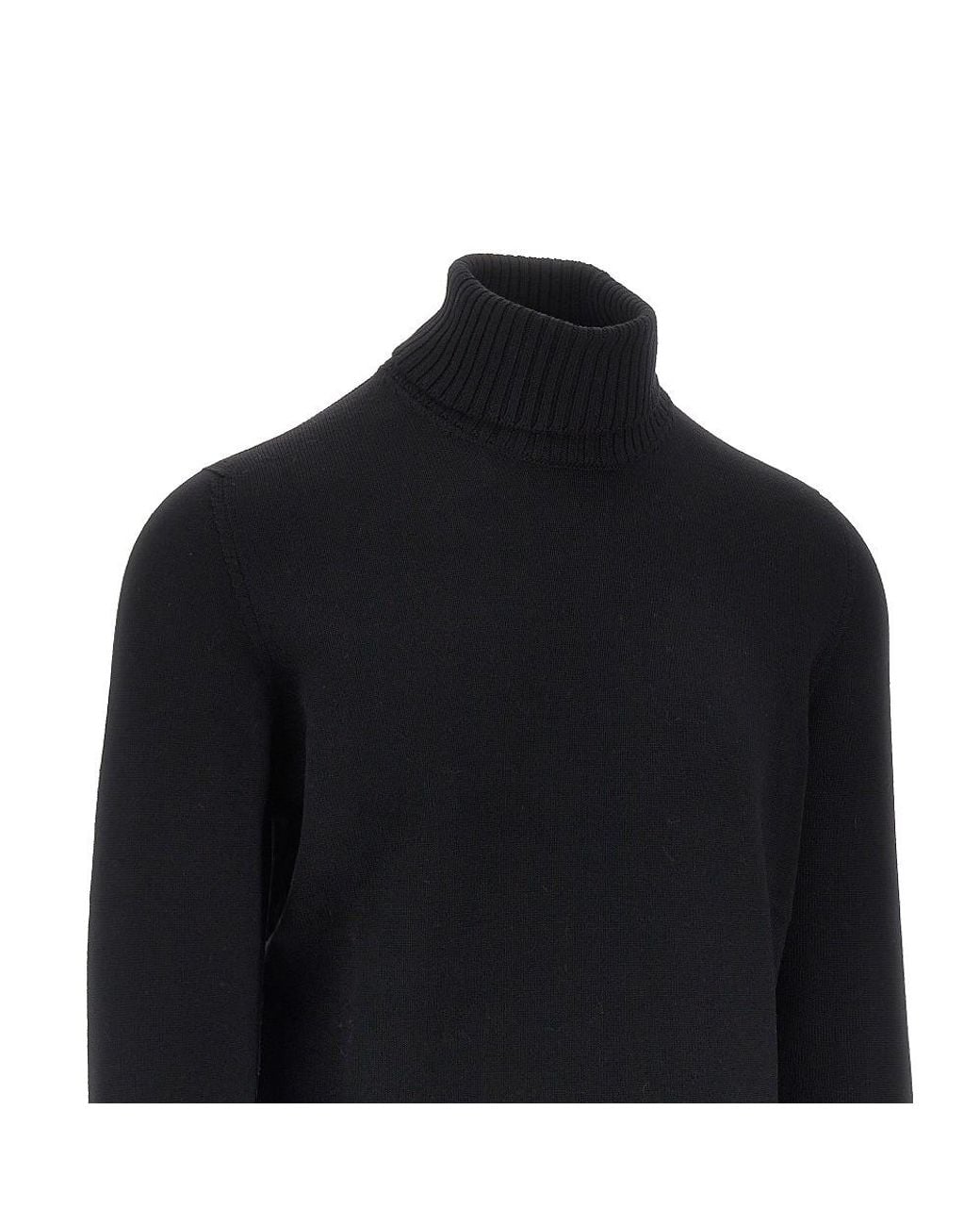 Drumohr Black Merino Wool Knitted Turtleneck for men